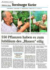 Pressebeitrag 550 Pflanzen haben es zum Jubiläum des `Blauen eilig MZ 23.06.2007